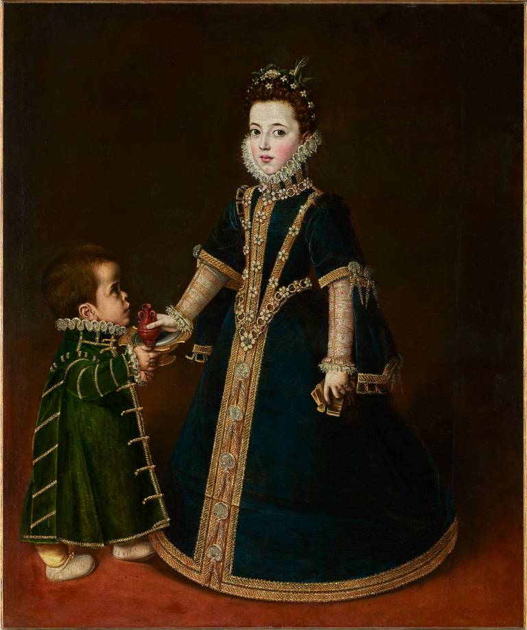 Doña Juana de Mendoza, Duchess of Béjar, with a Dwarf | Santander